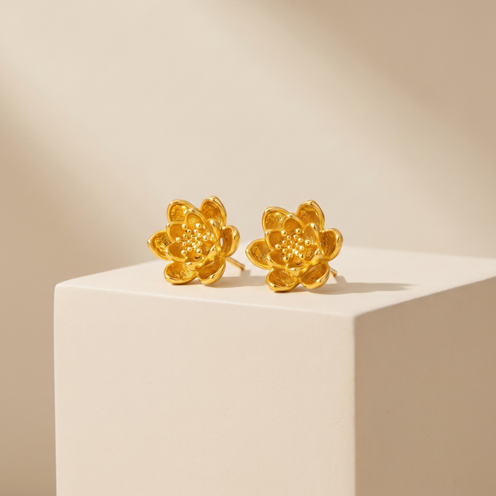 Electroplated Flower Stud Earrings