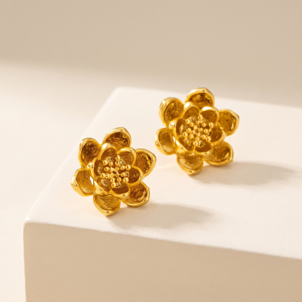 Electroplated Flower Stud Earrings