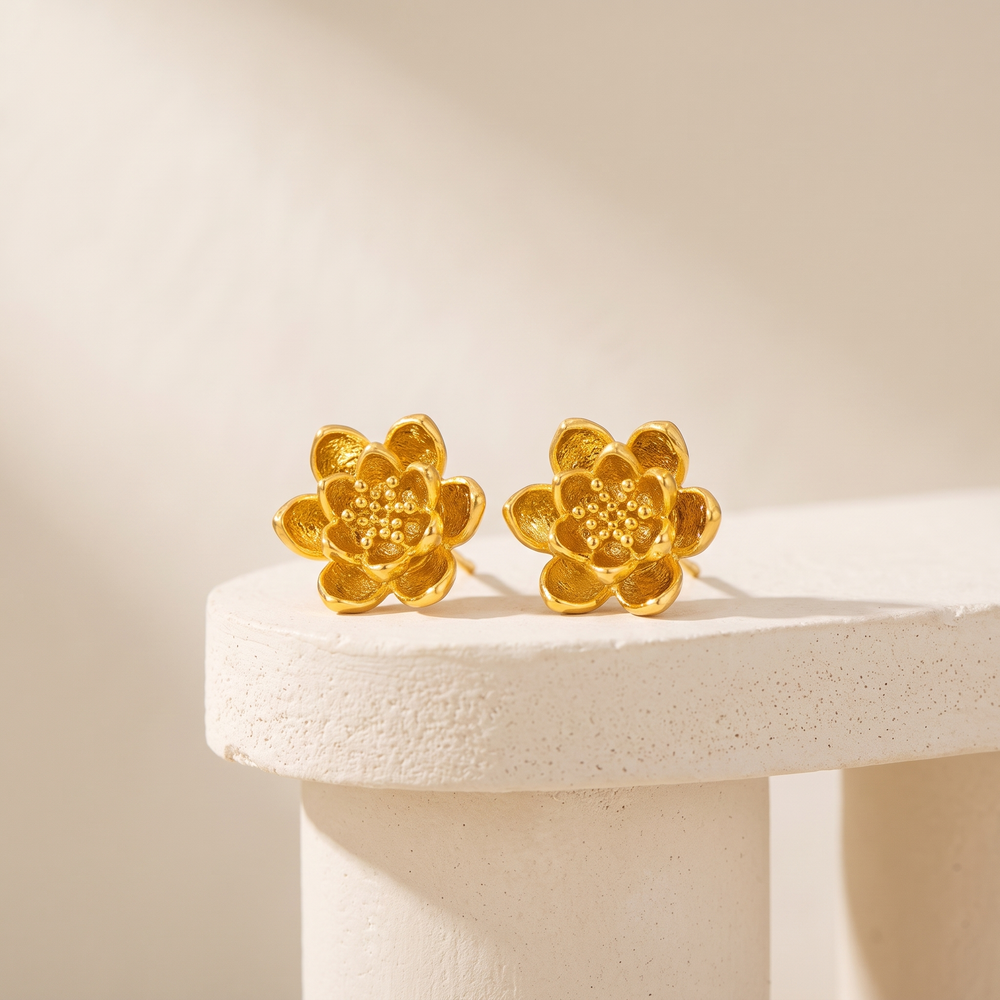 Electroplated Flower Stud Earrings