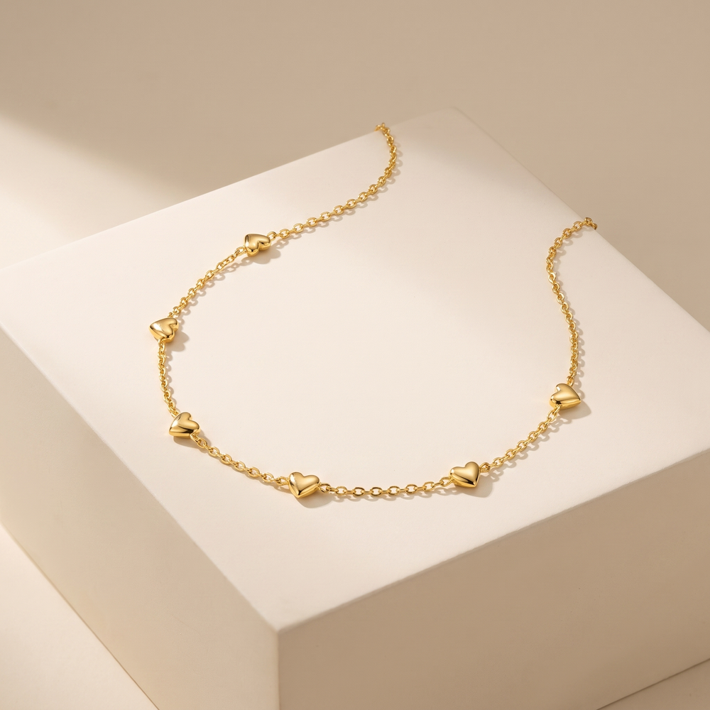 Gold Heart Necklace - S925